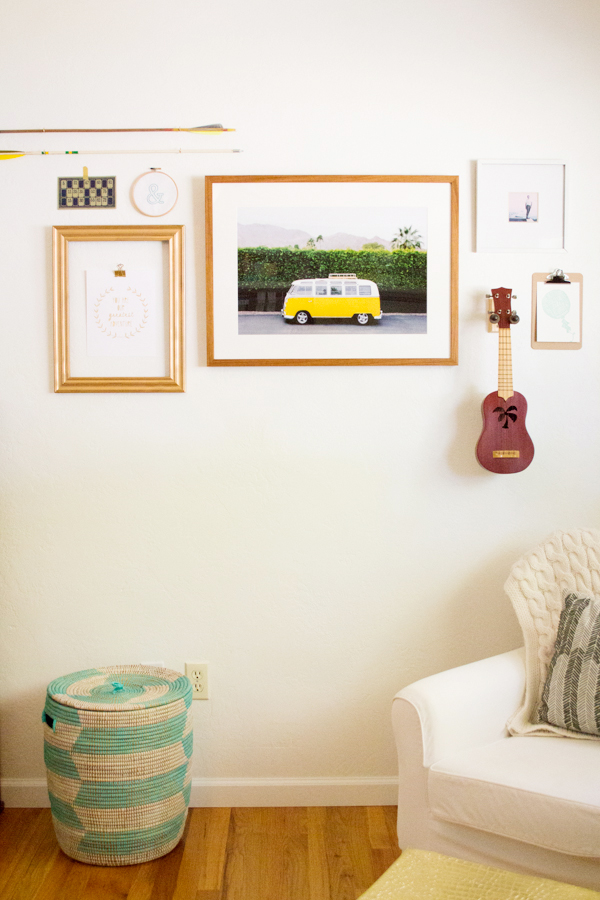 Why stick with just photos? Lovely Indeed adds objects into the mix for this fun nursery wall. Image c/o Lovely Indeed.